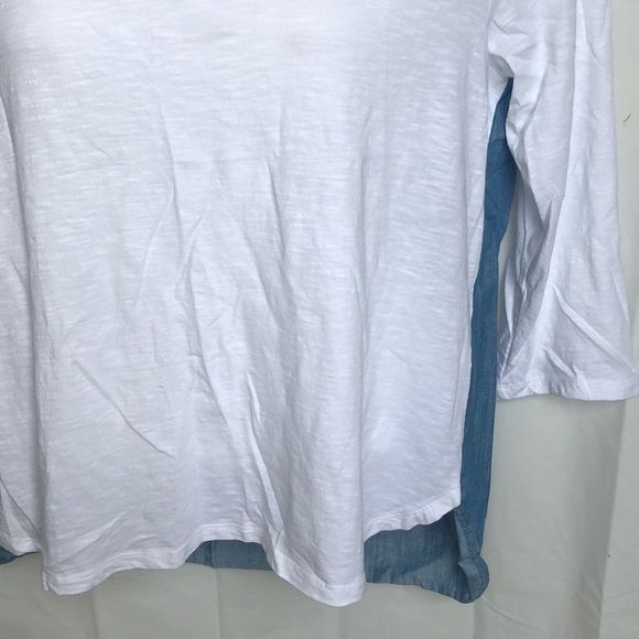Crown & Ivy white blue 3/4 sleeve top size XL - Picture 5 of 8
